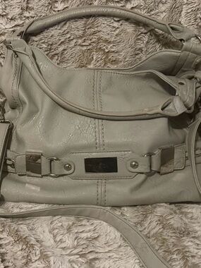 Andrew Marc Light Gray Leather Shoulder Bag